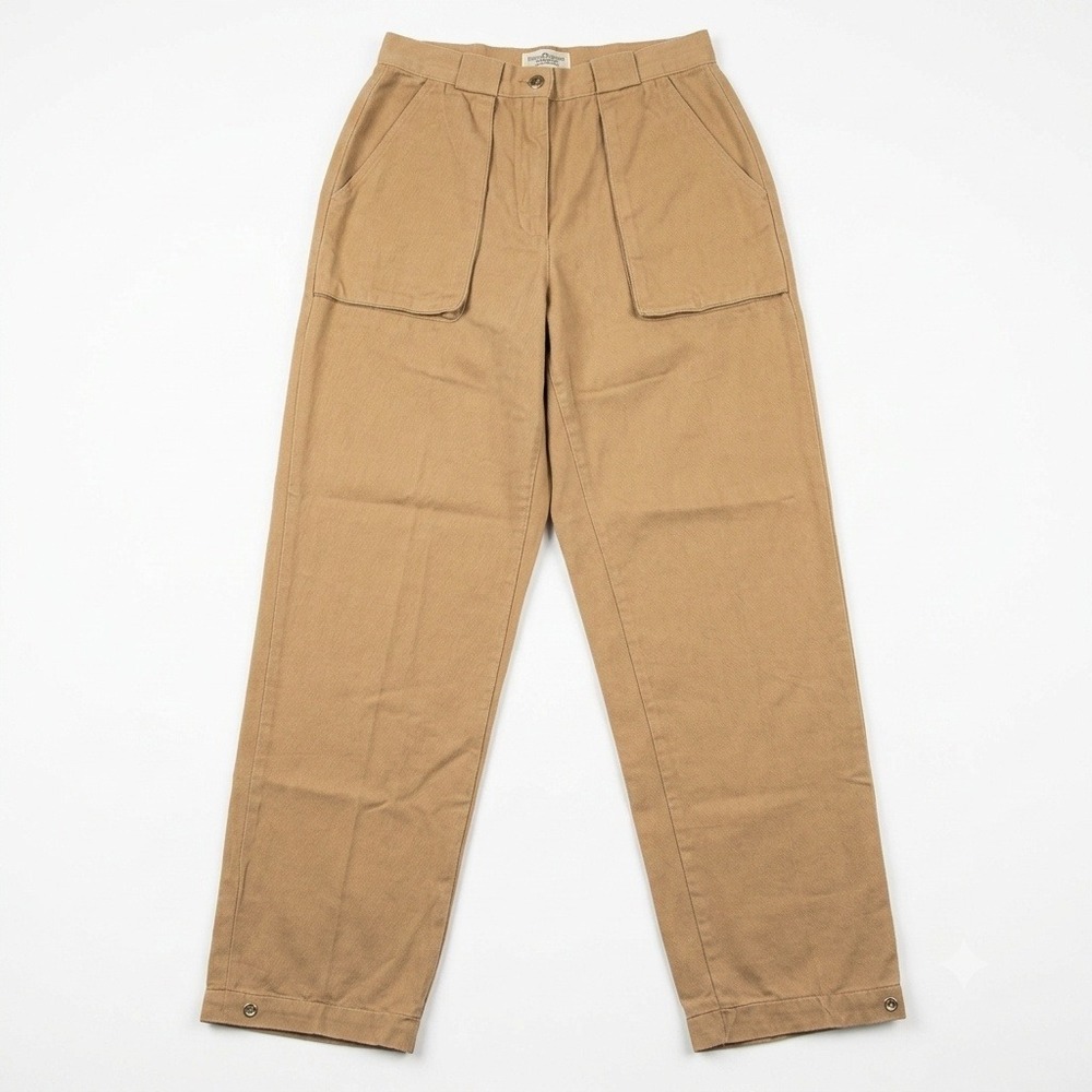 Vintage 90s Forenza Khaki Utility Pants Size 8 High Waist Ankle Snaps Made USA